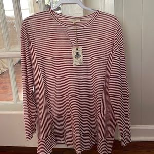Easel nwt maroon and white stripped shirt size s